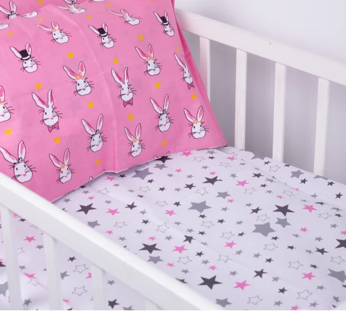 Простынь детская Бязь Kids Time 17-0528 Bunnies pink