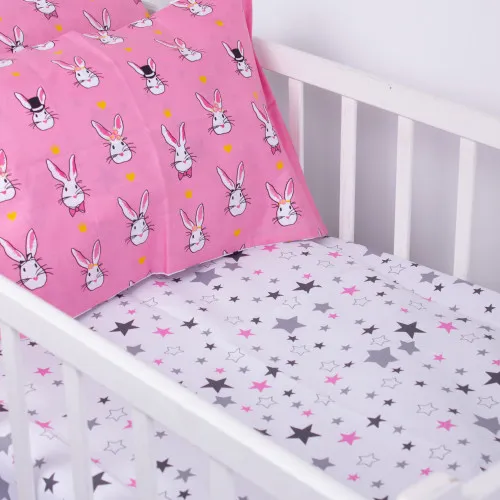 Простынь детская Бязь Kids Time 17-0528 Bunnies pink