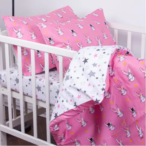 Комплект постільної білизни Бязь Kids Time 17-0528 Bunnies pink