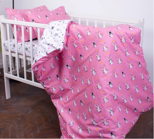 Пододеяльник детский Бязь Kids Time 17-0528 Bunnies pink