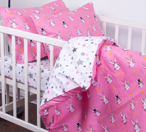 Пододеяльник детский Бязь Kids Time 17-0528 Bunnies pink - 2