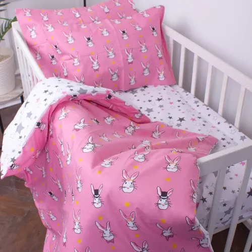 Комплект постільної білизни Бязь Kids Time 17-0528 Bunnies pink - 2