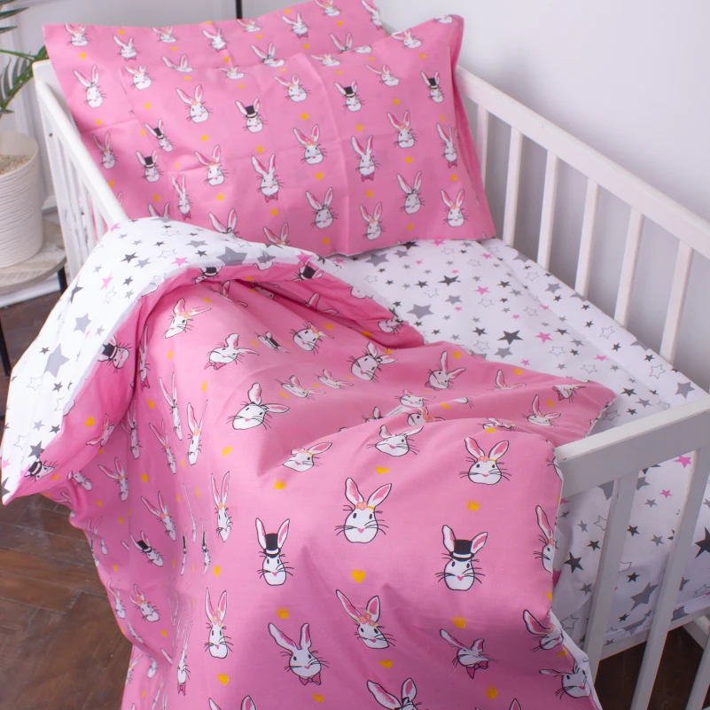 Комплект постільної білизни Бязь Kids Time 17-0528 Bunnies pink - 1