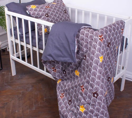 Пододеяльник детский Бязь Kids Time 17-0526 Fabulous forest grey