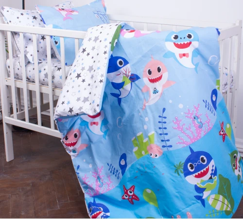 Пододеяльник детский Бязь Kids Time 17-0521 Sharks blue