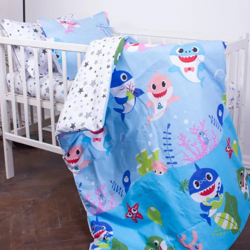 Підковдра дитяча Бязь Kids Time 17-0521 Sharks blue