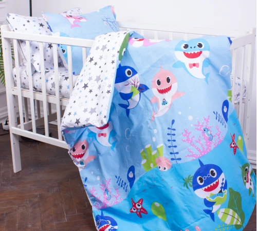 Пододеяльник детский Бязь Kids Time 17-0521 Sharks blue - 2