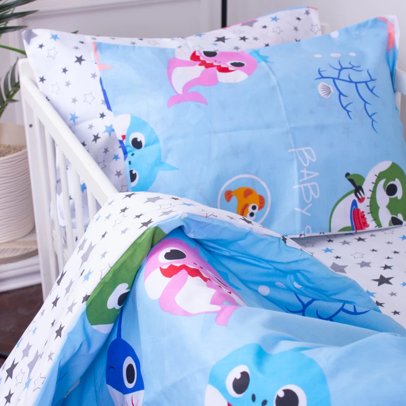 Простынь детская Бязь Kids Time 17-0521 Sharks blue - 2