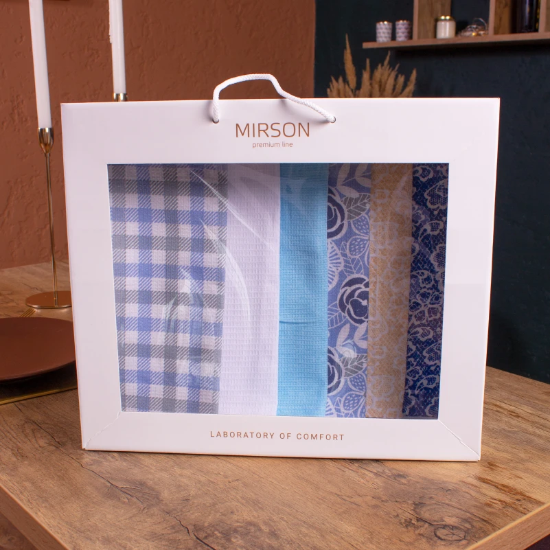 Набір вафельних рушників №621 - Blue sky (6 шт.) - 4