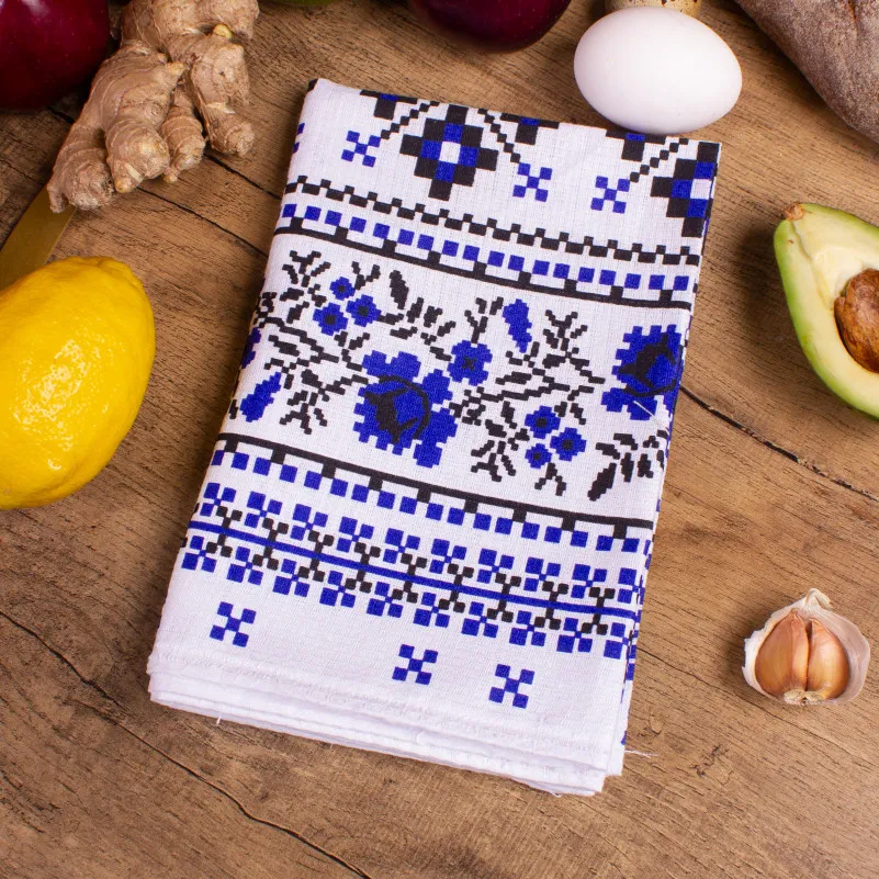 Полотенце вафельное №515 Waffle Blue ornament
