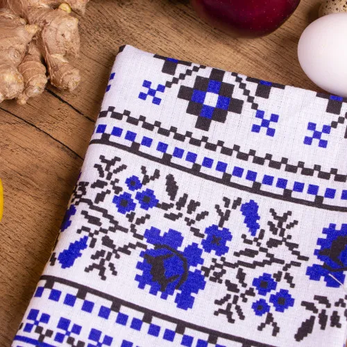Полотенце вафельное №515 Waffle Blue ornament - 2