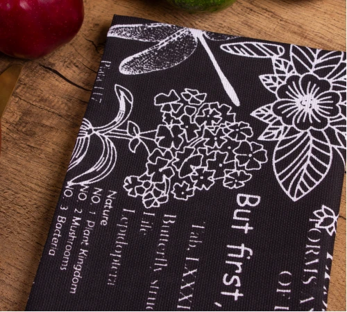 Рушник рогожа/полупанама №216 Black flowers - 2