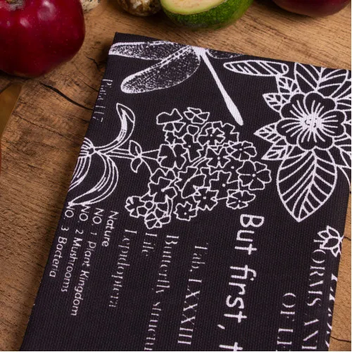 Рушник рогожа/полупанама №216 Black flowers - 2