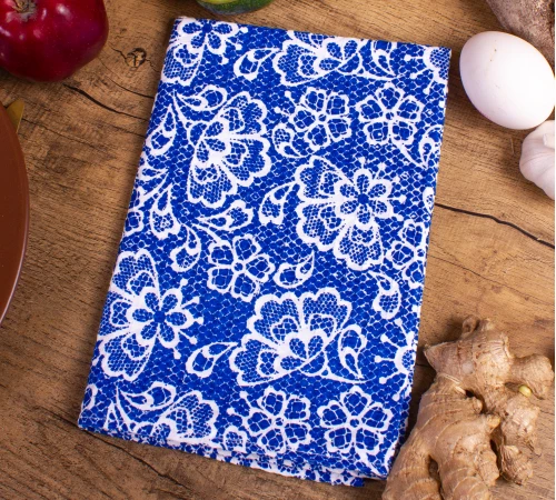 Рушник вафельний №512 Waffle Blue lace