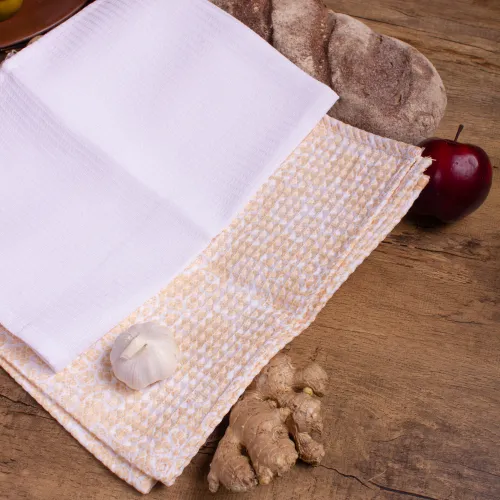 Набір вафельних рушників №607 - White beige (2 шт.) - 3