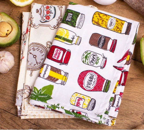 Набір рогожа/напівпанама рушників №635 - Fun kitchen (2 шт.)