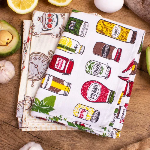 Набір рогожа/напівпанама рушників №635 - Fun kitchen (2 шт.)