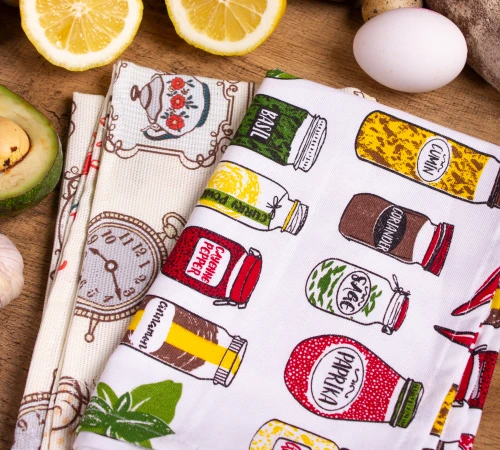 Набір рогожа/напівпанама рушників №635 - Fun kitchen (2 шт.) - 2