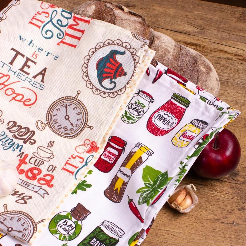 Набір рогожа/напівпанама рушників №635 - Fun kitchen (2 шт.) - 2