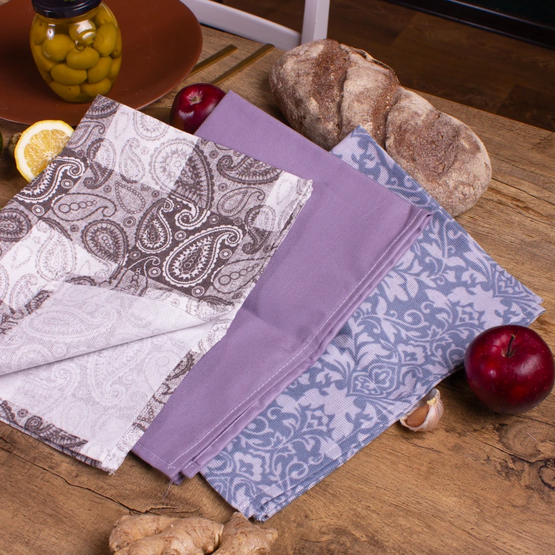 Набір рогожа/напівпанама рушників №645 - Lace of days (3 шт.) - 2