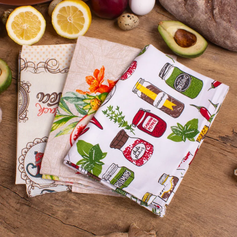 Набір рогожа/напівпанама рушників №644 - Assorted fruit (3 шт.)