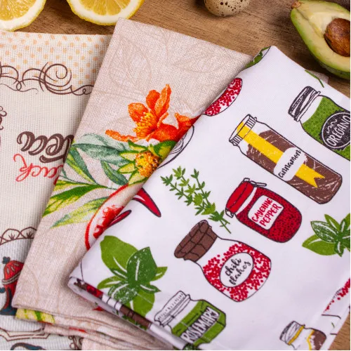Набор рогожа/полупанама полотенец №644 - Assorted fruit (3 шт.) - 2