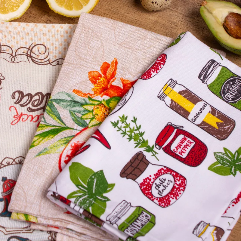 Набір рогожа/напівпанама рушників №644 - Assorted fruit (3 шт.) - 1