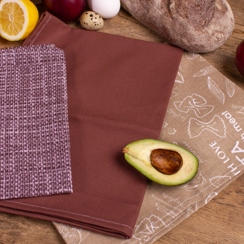 Набір рогожа/напівпанама рушників №641 - Brown kitchen (3 шт.) - 2