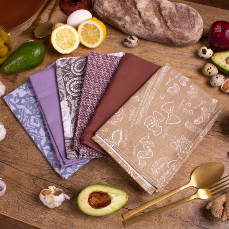 Набір рогожа/напівпанама рушників №651 - Brown tenderness of the day (6 шт.)