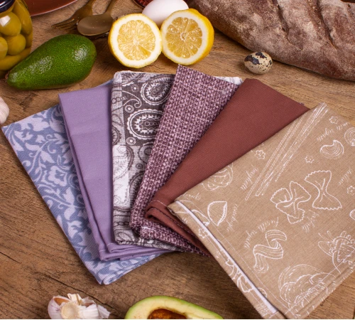 Набір рогожа/напівпанама рушників №651 - Brown tenderness of the day (6 шт.) - 2