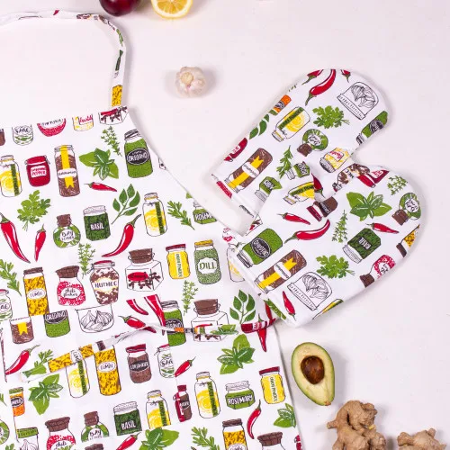 Набор №212 - Spices (прихватки 2 шт., перчатки 2 шт., передник 1 шт.) Рогожа/Полупанама - 2