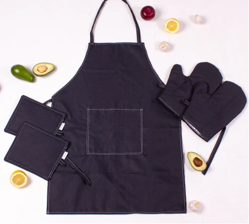 Набір 16-9000 Black Stone (прихватки 2 шт., рукавиці 2 шт., фартух 1 шт.)