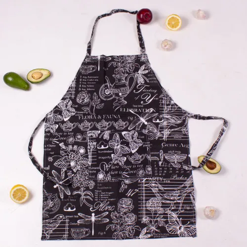 Передник Рогожа/Полупанама №216 - Black flowers