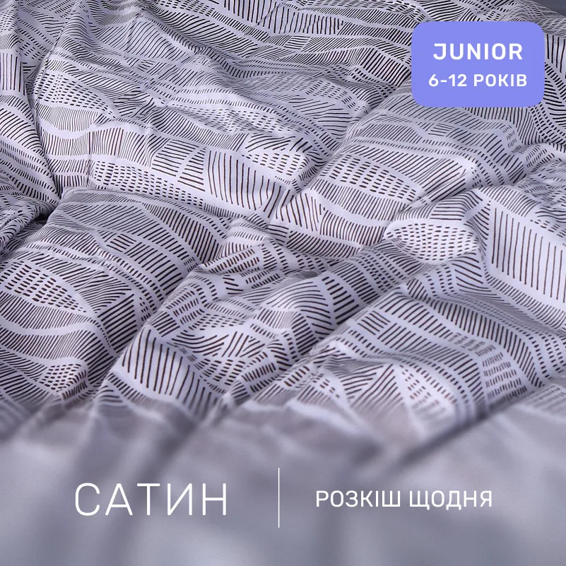 Комплект постільної білизни Сатин JUNIOR 22-1411 Lines of Nature - 1
