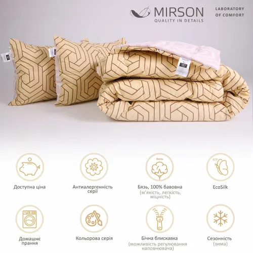 Набор антиаллергенный EcoSilk Зима №3023 Сolor Fun Line (чехол бязь 100%) Geometry (одеяло + 2 подушки средние) - 2