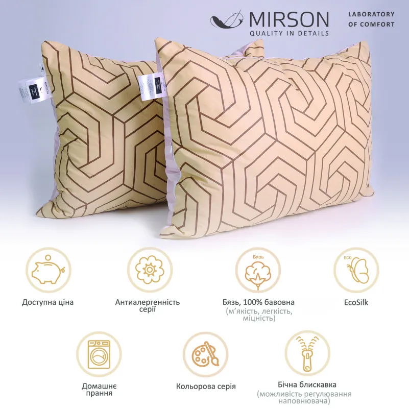 Набор антиаллергенных подушек Сolor Fun Line Geometry №3098 EcoSilk бязь (средние) - 1