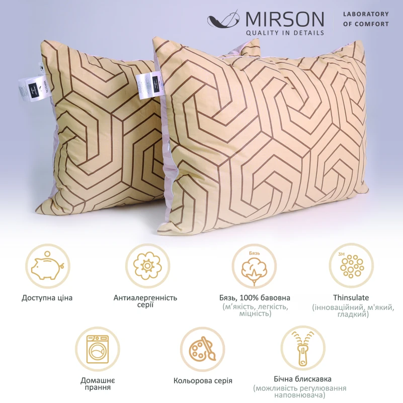 Набір антиалергенних подушок Сolor Fun Line Geometry №4065 3M TM Thinsulate TM бязь (середні) - 1