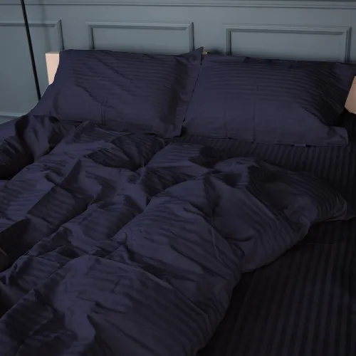 Постельное белье Satin Stripe 30-0021 Dark Blue - 2