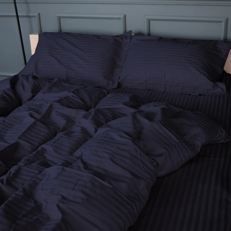 Постельное белье Satin Stripe 30-0021 Dark Blue - 1