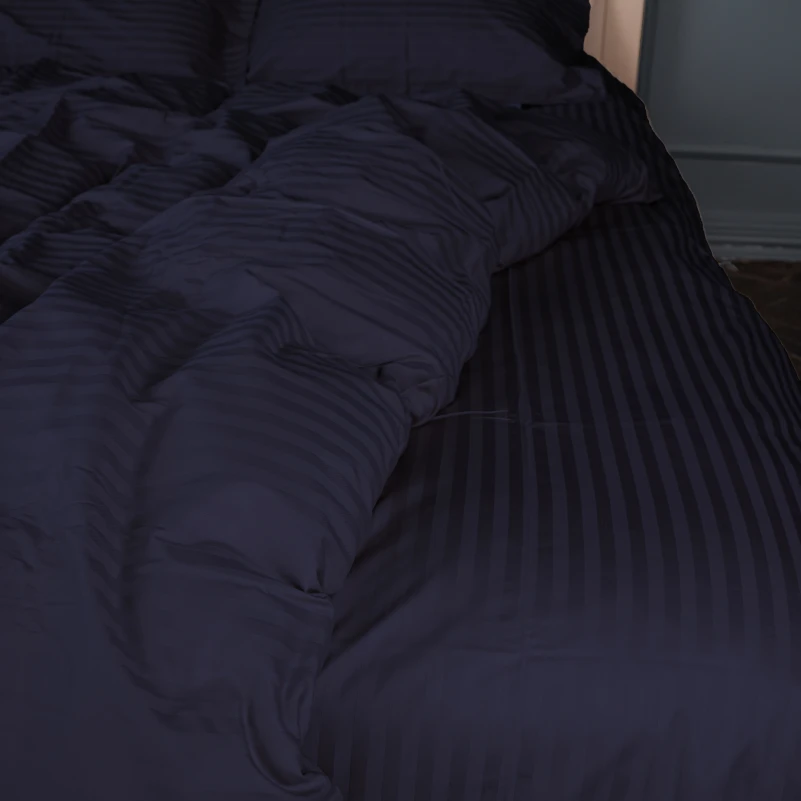 Простынь на резинке Satin Stripe 30-0021 Dark Blue