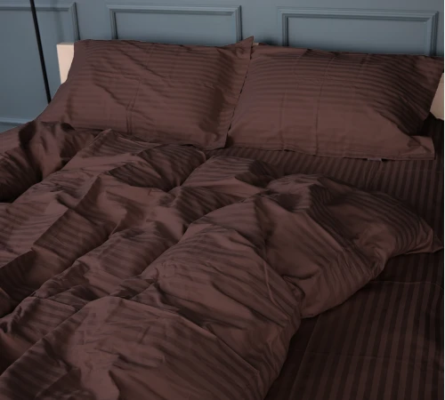 Простынь на резинке Satin Stripe 30-0006 Dark Brown высота 25 см (детские 10 см) - 2