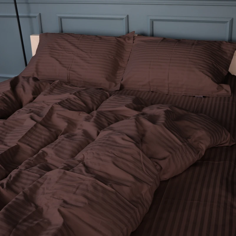 Постельное белье Satin Stripe 30-0006 Dark Brown - 1