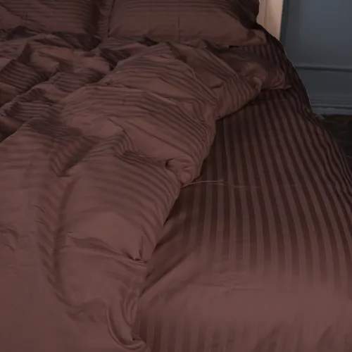 Простынь на резинке Satin Stripe 30-0006 Dark Brown высота 25 см (детские 10 см)