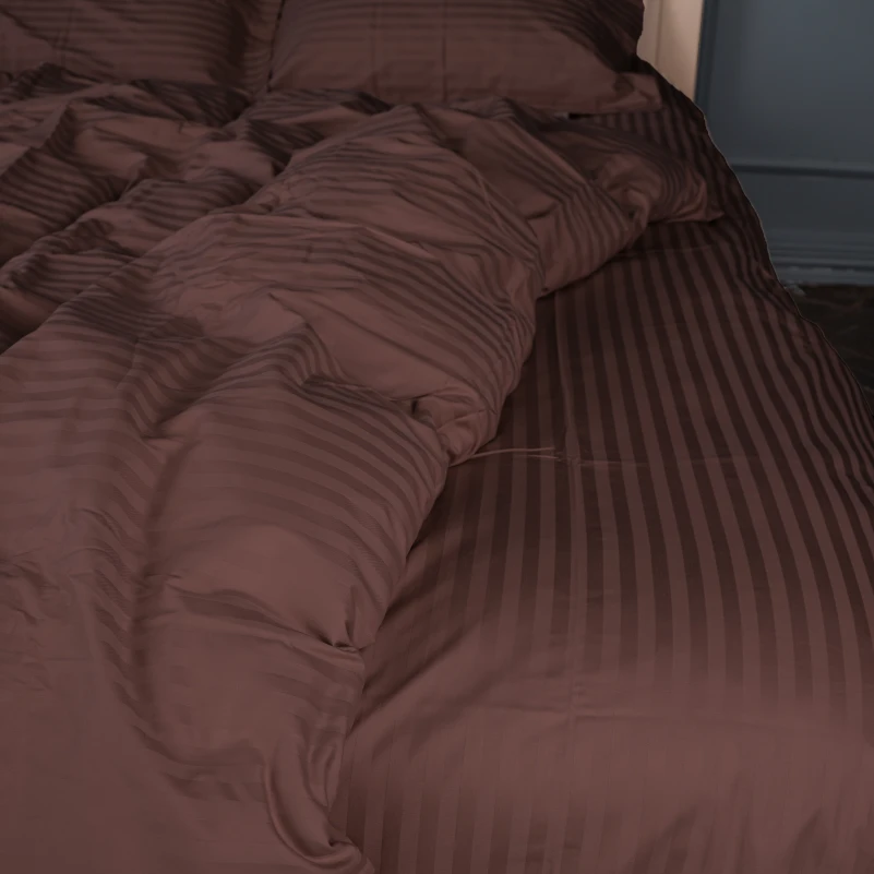 Простынь на резинке Satin Stripe 30-0006 Dark Brown