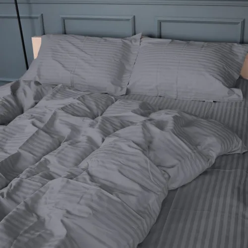 Простынь на резинке Satin Stripe 30-0012 Dark Gray - высота 25 см (детские 10 см) - 2