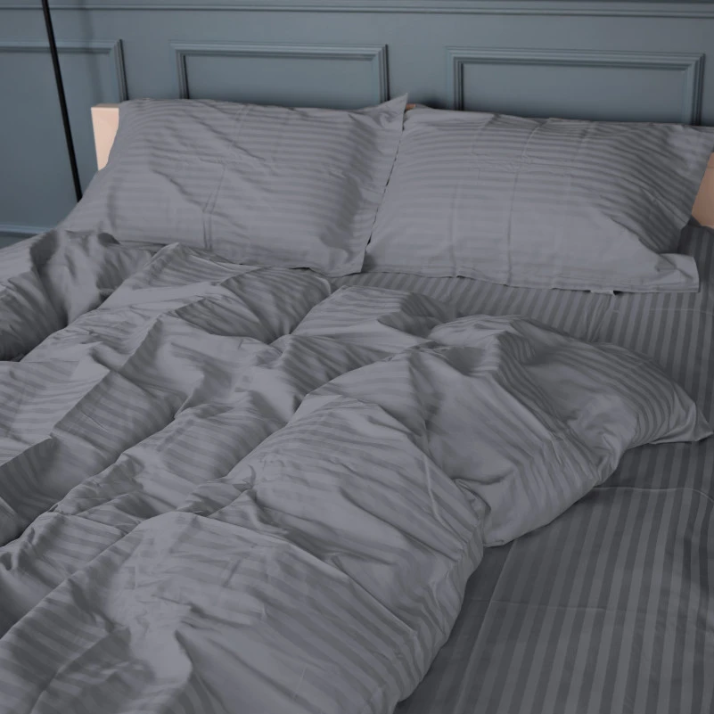 Простынь на резинке Satin Stripe 30-0012 Dark Gray - 1