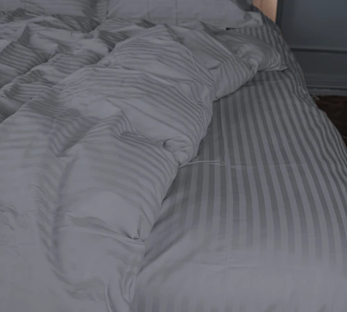 Простынь на резинке Satin Stripe 30-0012 Dark Gray - высота 25 см (детские 10 см)