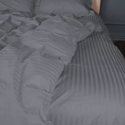 Простынь на резинке Satin Stripe 30-0012 Dark Gray - высота 25 см (детские 10 см)