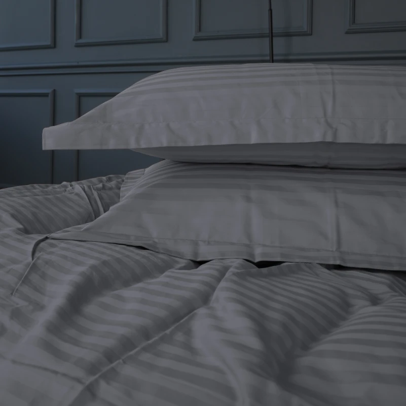 Постельное белье Satin Stripe 30-0012 Dark Gray - 5