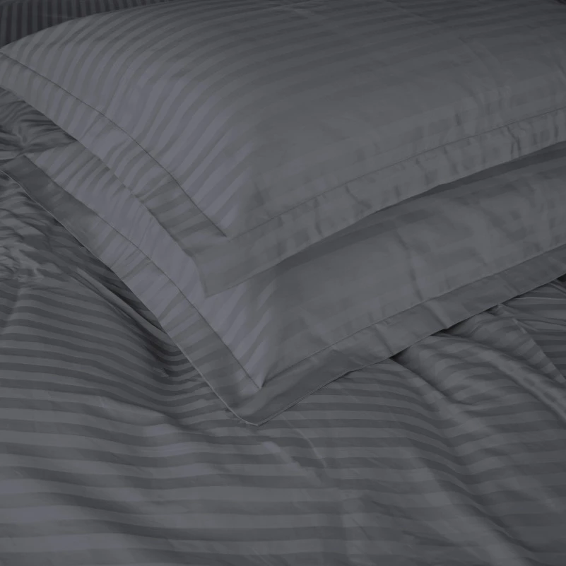 Простынь на резинке Satin Stripe 30-0012 Dark Gray - 2